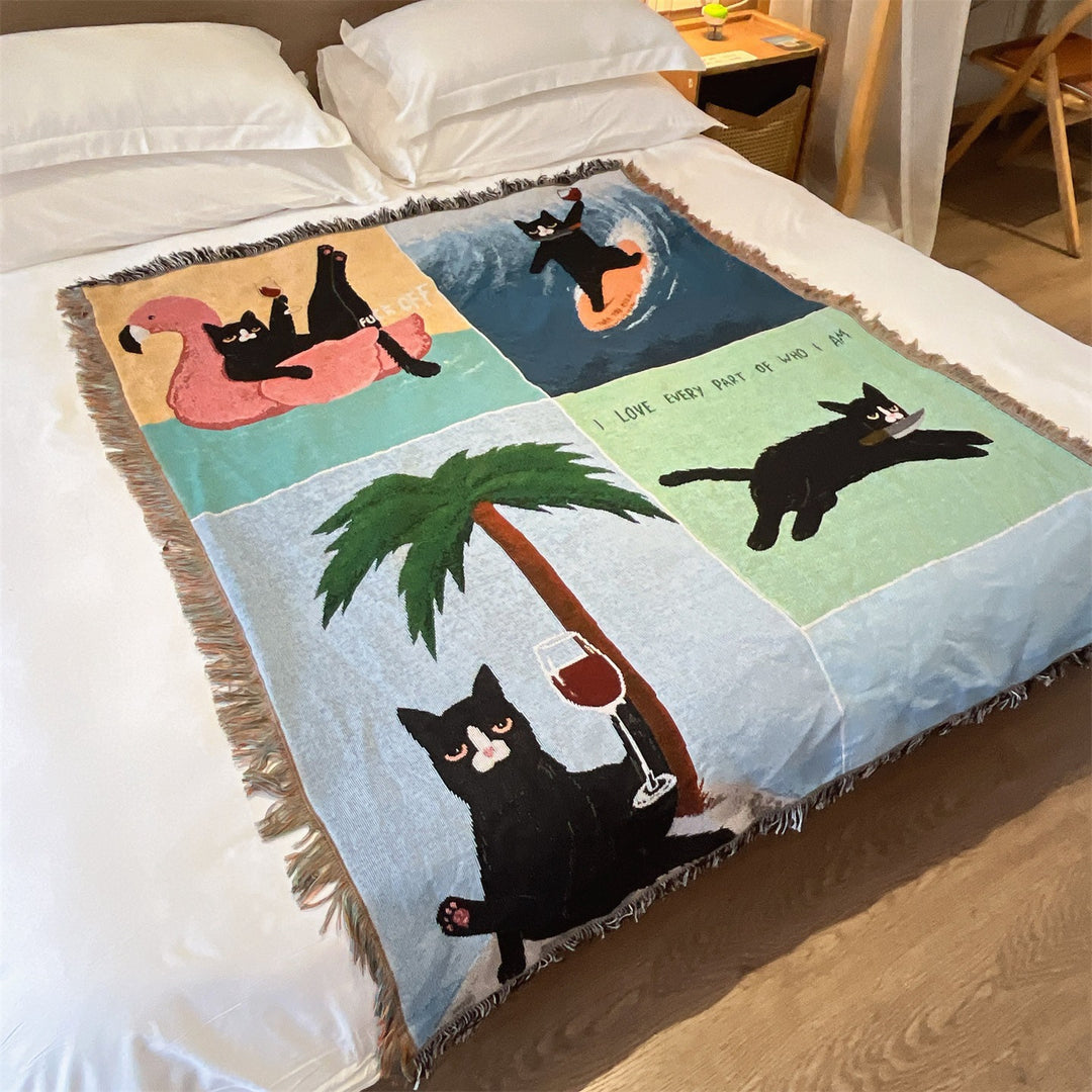 Artistic Cat-Themed Throw Blanket