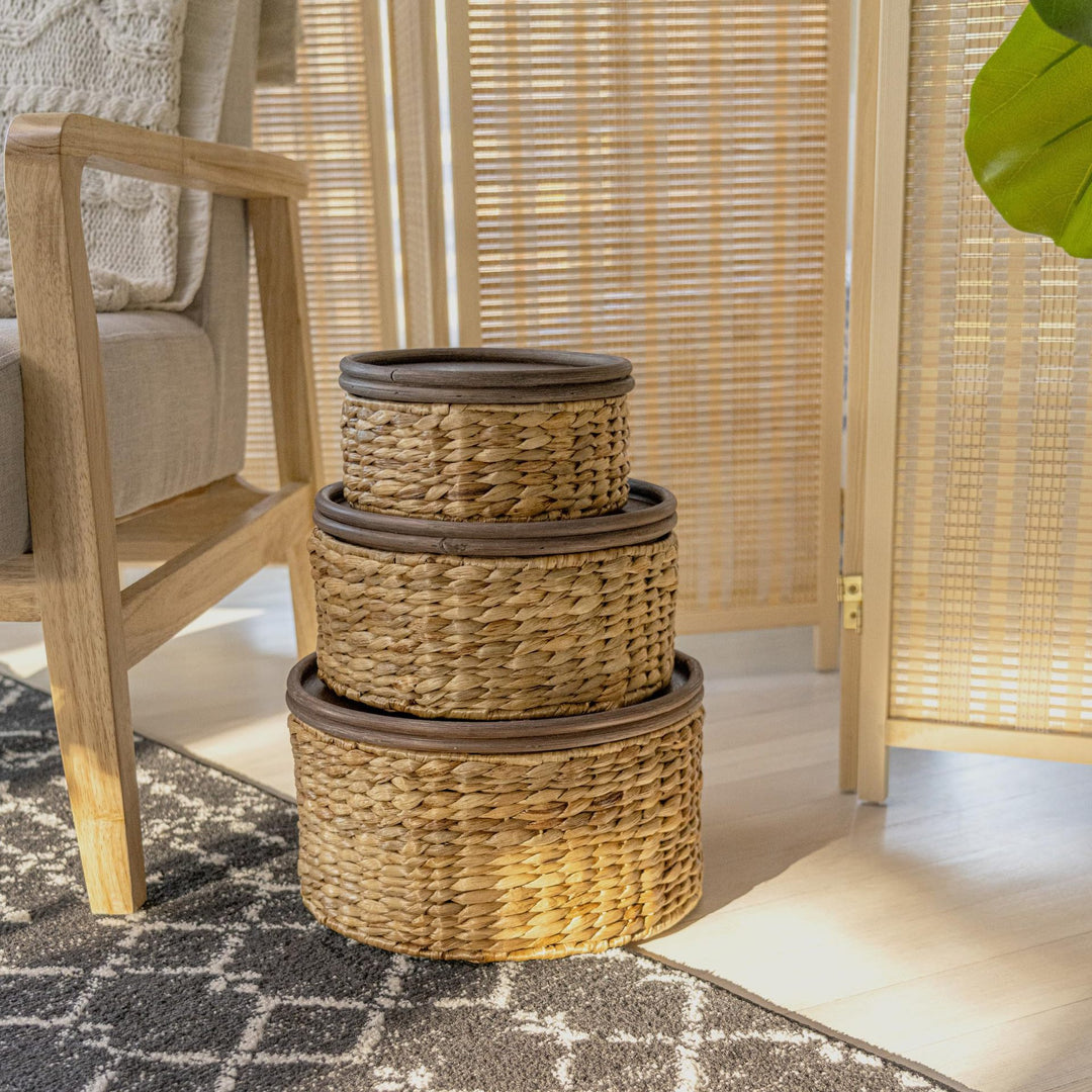 Handwoven storage basket with two handles Kalsten
