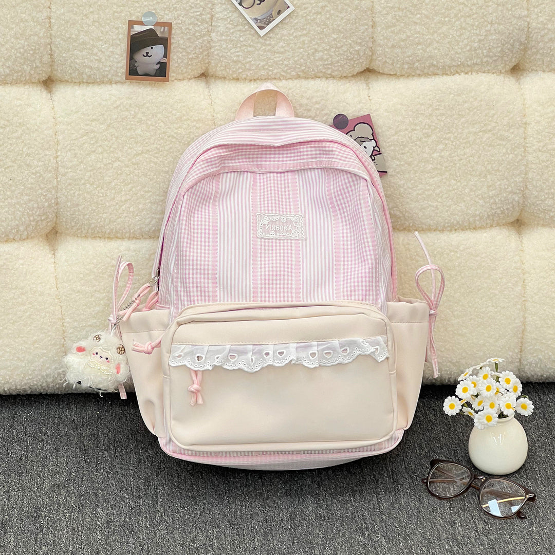 Stylish Striped Backpack with Decorative Accents Kalsten
