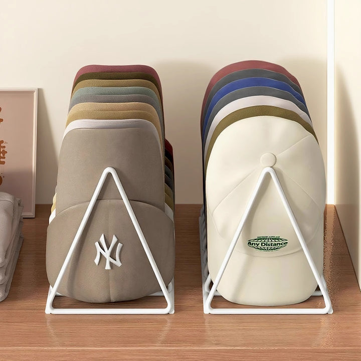 Triangular Gold Metal Multi-Slot Beanie and Knit Hat Organizer Rack