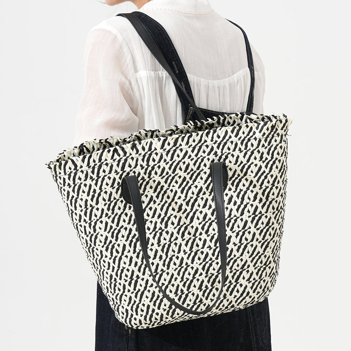Designer Tote Bag Made of Woven Material with Modern Accents Kalsten
