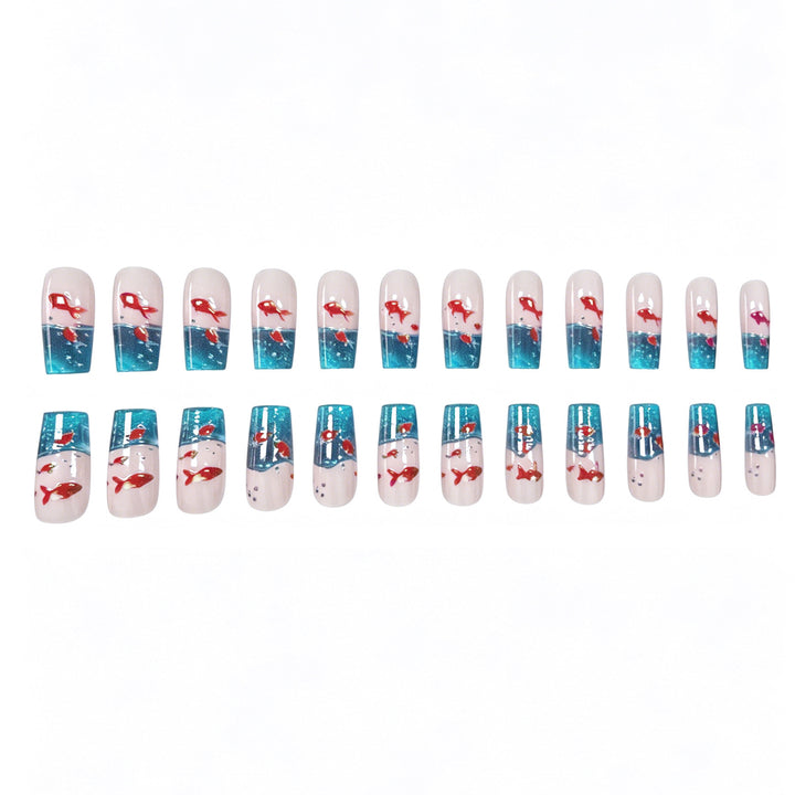 Artistic Aqua-Inspired Acrylic Nail Art Extensions Kalsten