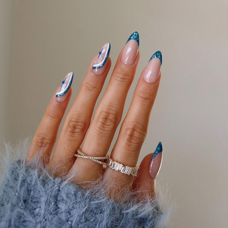 Elegant Stiletto Nails with Glitter and Ombre Design Kalsten