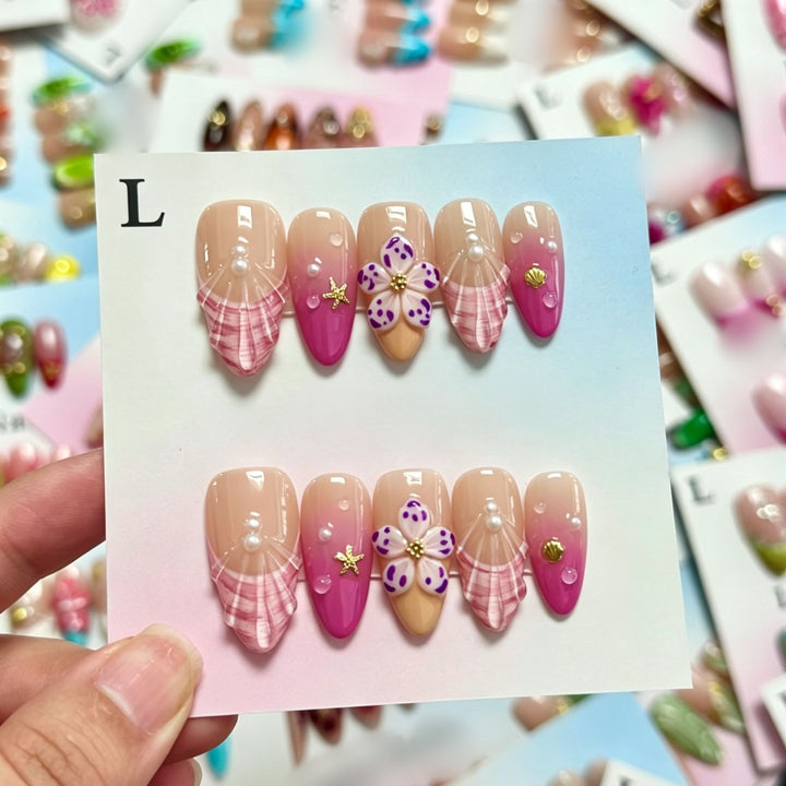 Artistic 3D Floral Press-On Nail Set