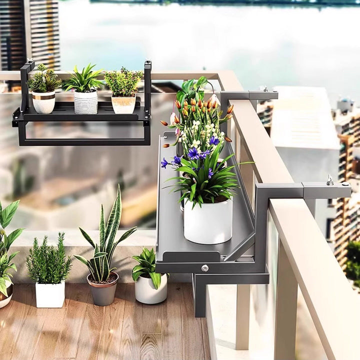 Window Clamp-On Hanging Planter Shelf with Metal Wire Basket and Adjustable Mount