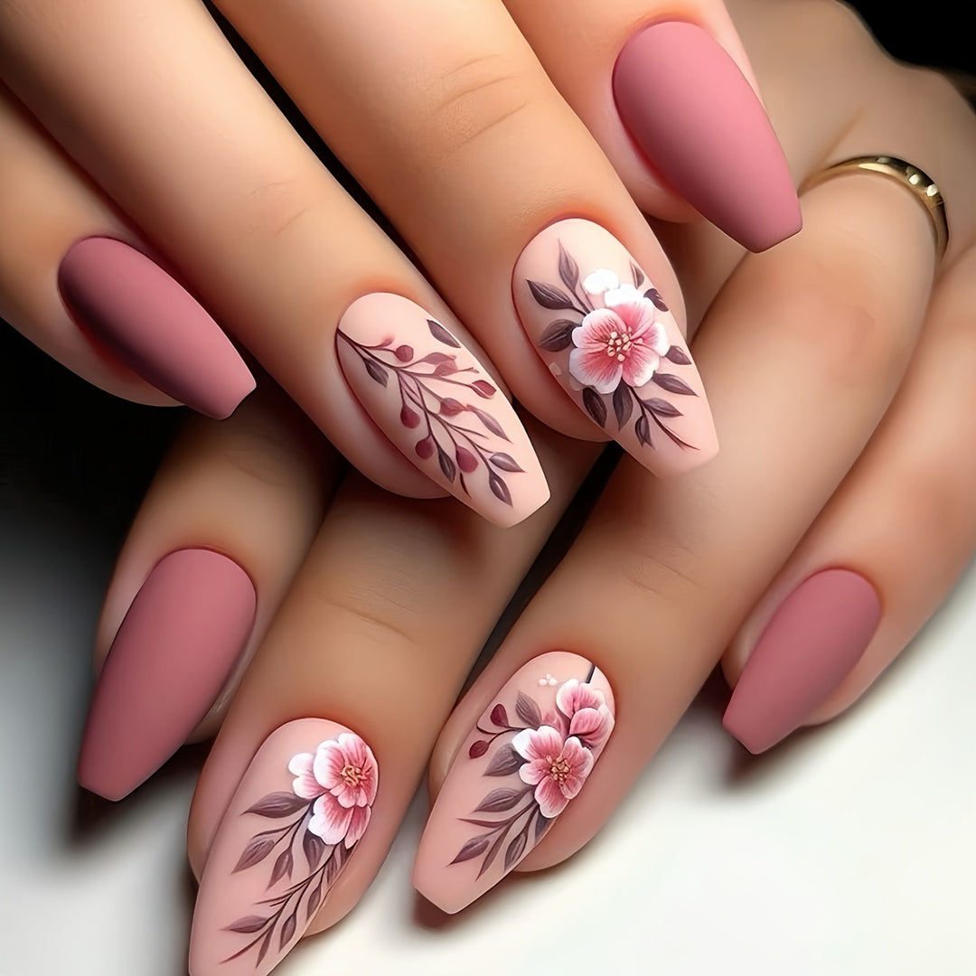 Floral Art Acrylic Nail Enhancements Kalsten