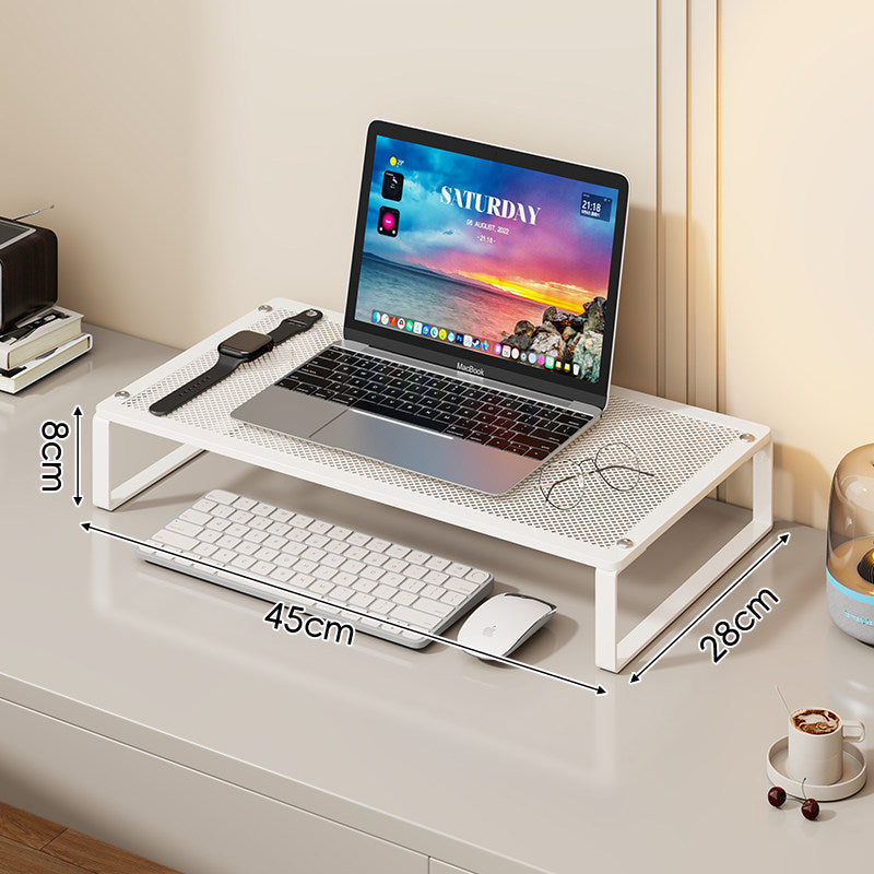 Ventilated Metal Mesh Laptop and Monitor Riser with Under-Desk Keyboard Shelf