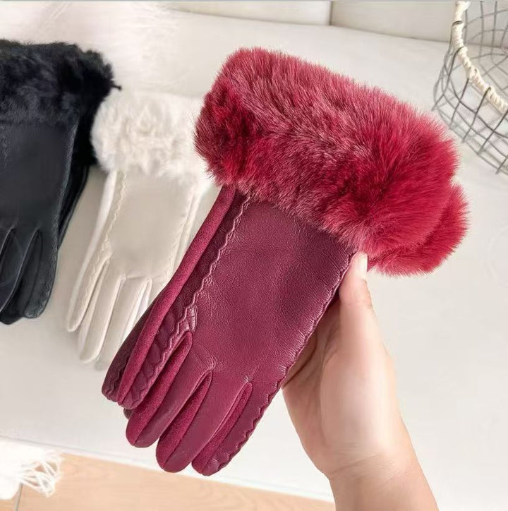 Luxurious Faux Fur Cuff Leather Gloves Kalsten