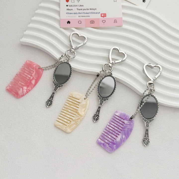 Charming Compact Mirror and Comb Keychain Kalsten