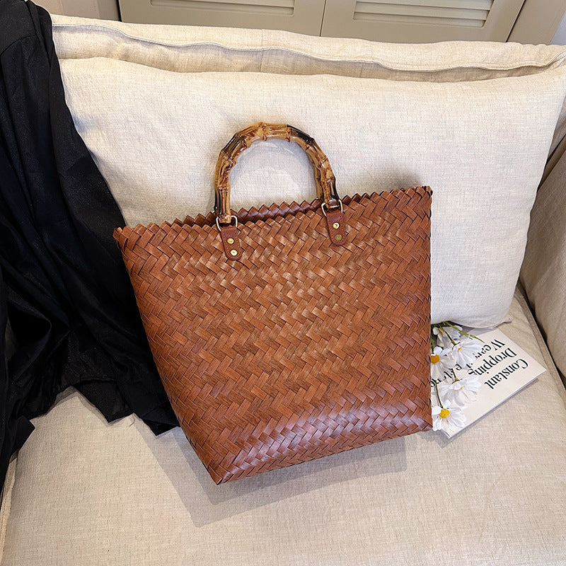 Woven Leather Tote Bag