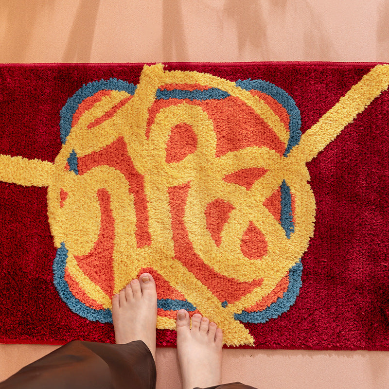 Tufted door and bath mat rug with abstract relief pattern Kalsten