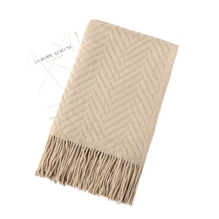 Cozy Knit Fringe Blanket Kalsten