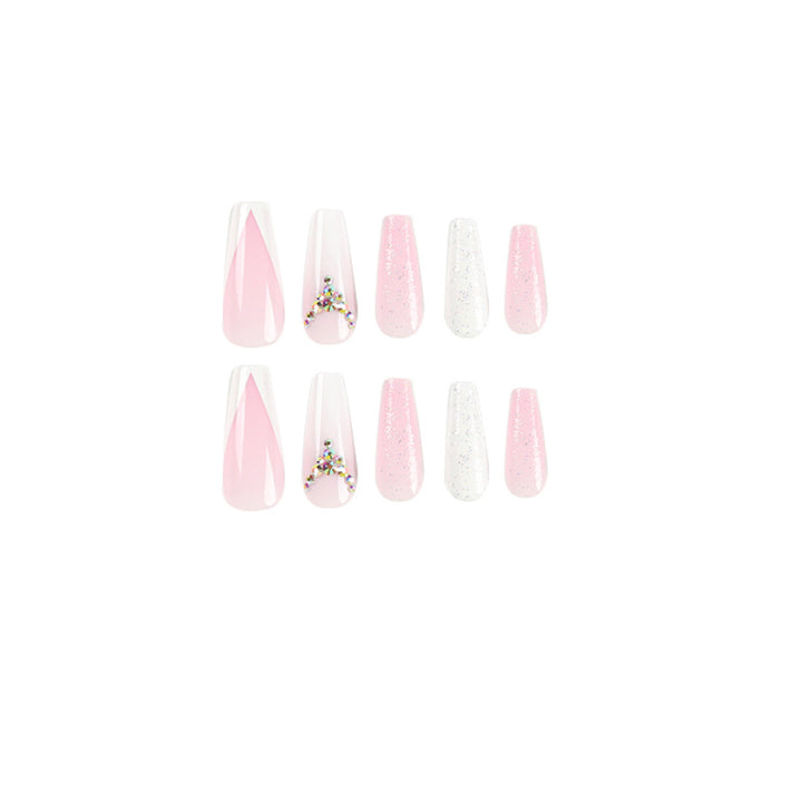 Artful Nail Extensions with Glitter and Rhinestone Accents Kalsten