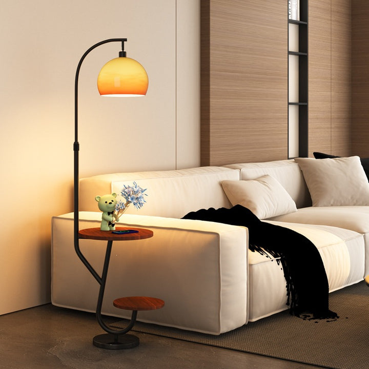 Multi-Functional Artistic Floor Lamp with Integrated Side Table