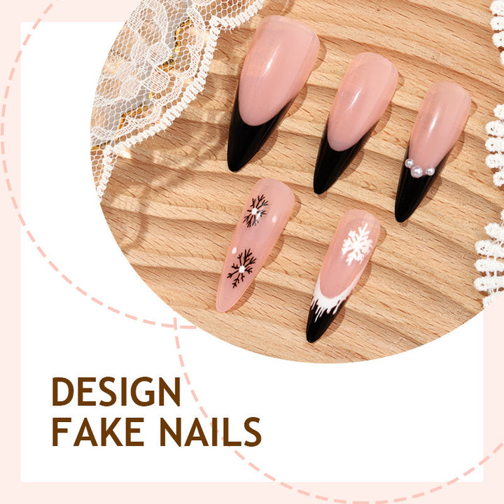 Artificial nail set with stylish black and white patterns Kalsten