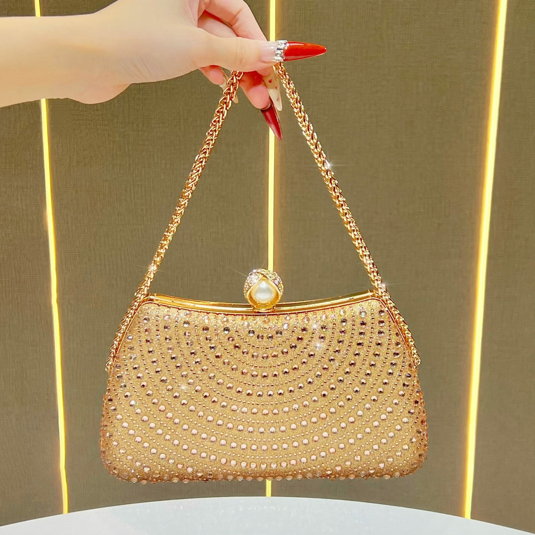 Decorative Crystal-Studded Evening Handbag