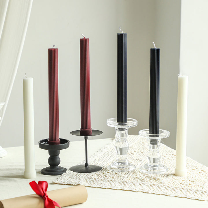 Tall Ribbed Long-Lasting Dinner Taper Candle
