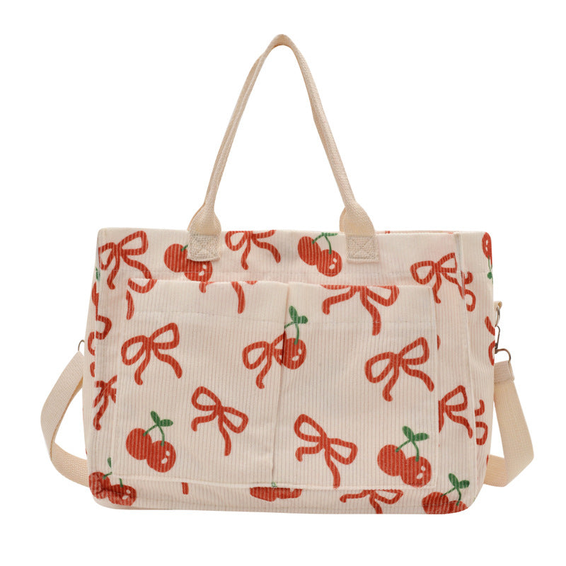 Charming Fruit-Print Tote Bag