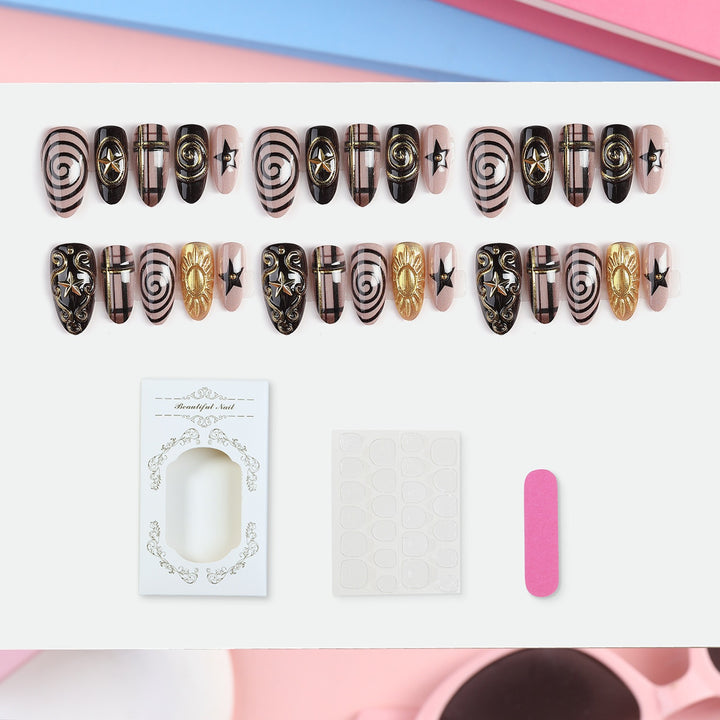 Artificial nail set with glamorous 3D decorations and stylish accents Kalsten