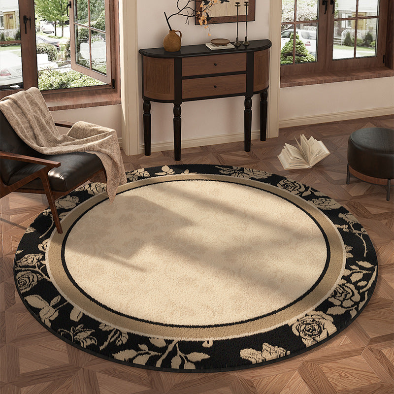Round Floral Design Area Rug