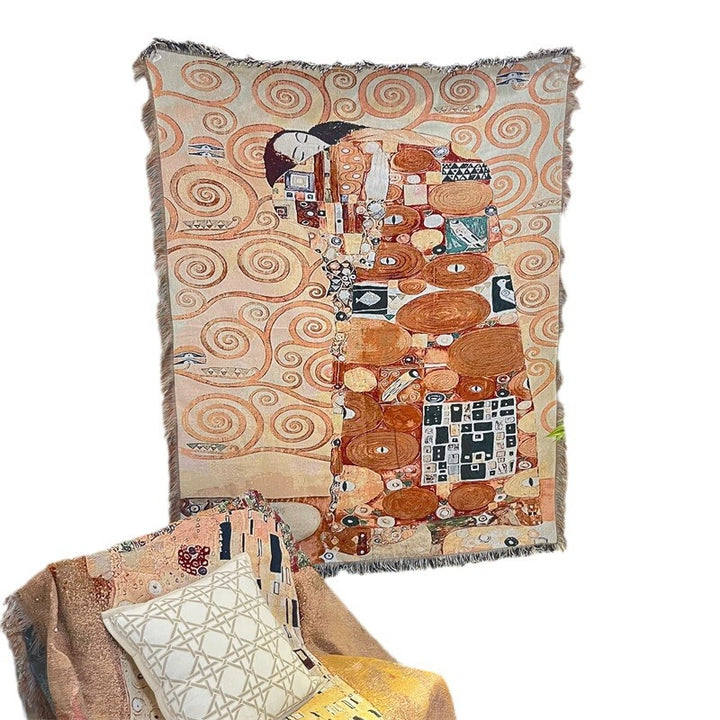 Artistic Fringed Tapestry Throw Blanket
