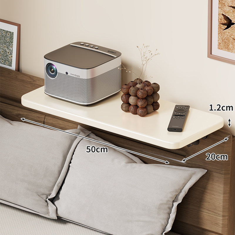 Wall-Mounted Slim Floating Headboard Shelf with Rounded Corners and Concealed Brackets