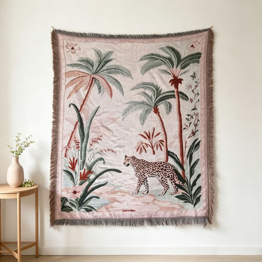 Artistic Leopard-Themed Tapestry Blanket