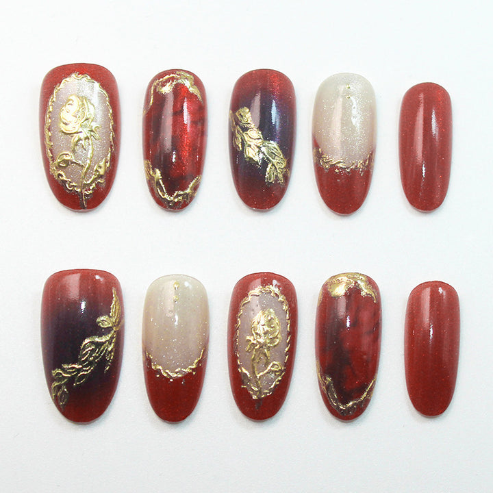 Artistic Floral-Printed Press-On Nails Kalsten