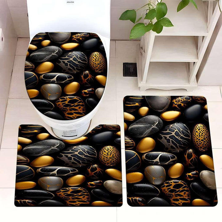Decorative Rock and Butterfly Bathroom Mat Set Kalsten
