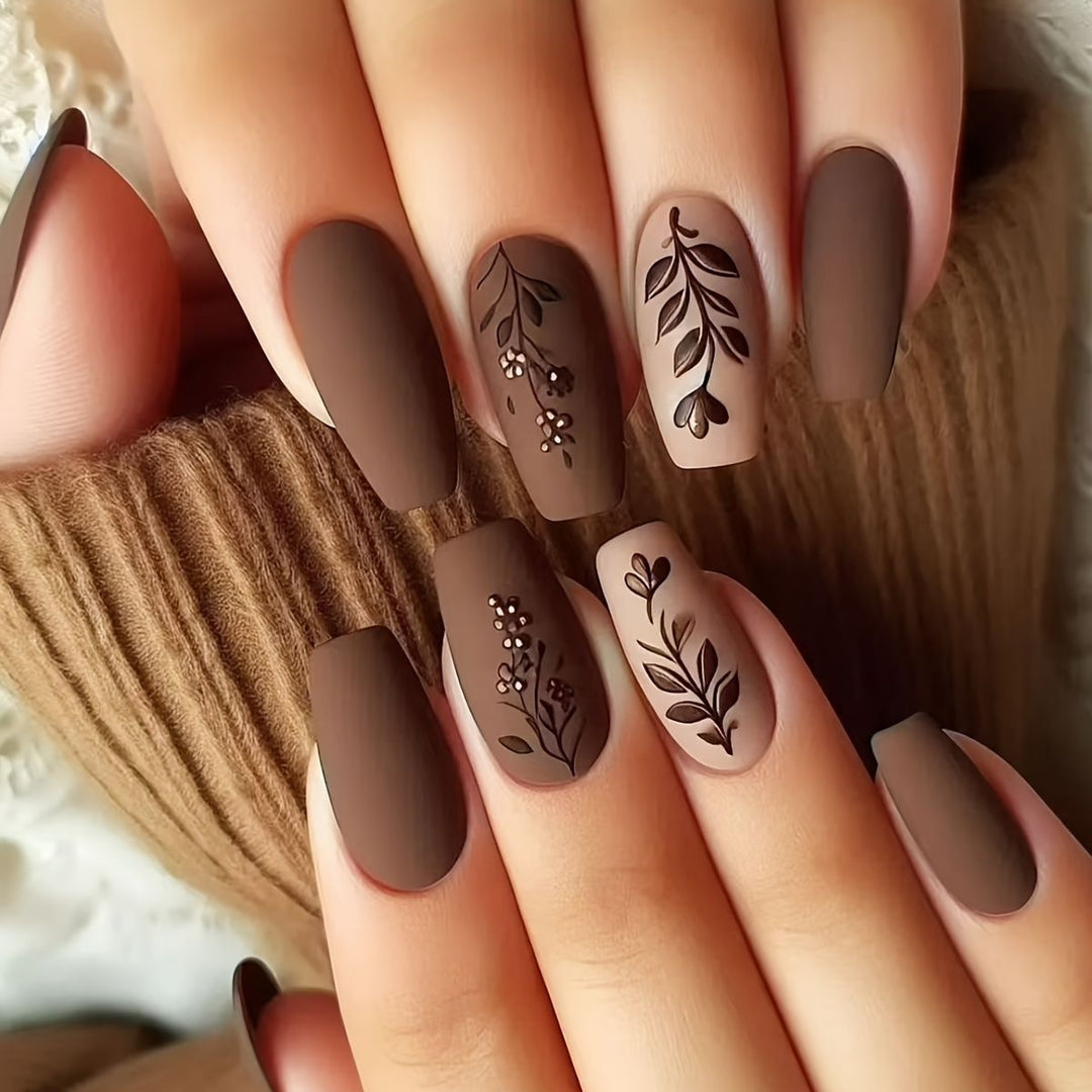 Elegant Floral Matte Nail Art Kalsten