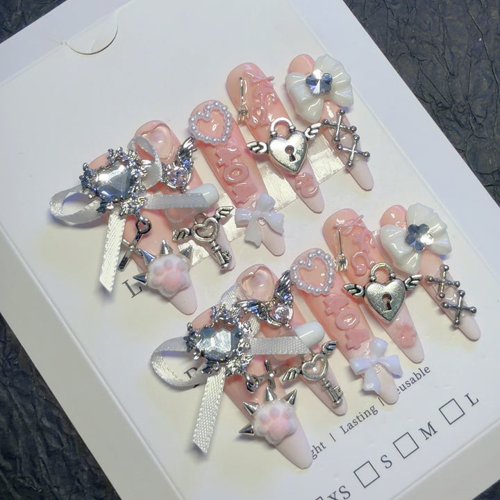 Charming Decorative Press-On Nail Art Set