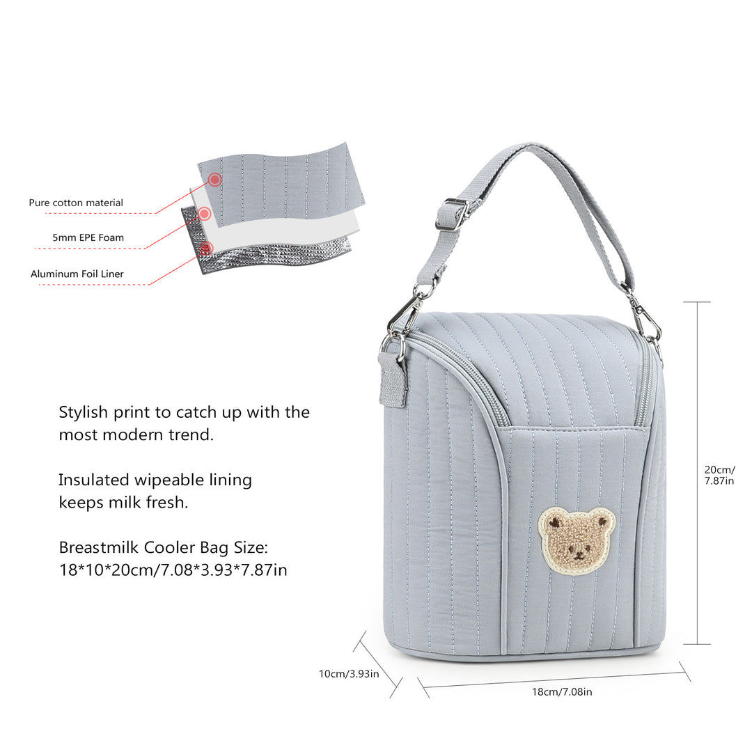 Fashionable Shoulder Bag with Quilted Design and Cute Bear Motif Kalsten