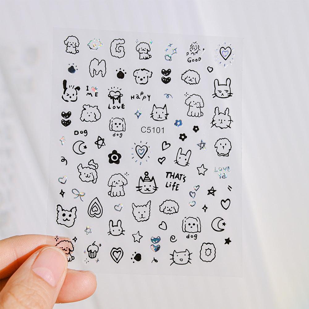 Cat-Themed Nail Art Stickers