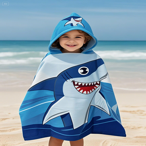 Kids' Fun Dinosaur-Themed Hooded Towel Poncho Kalsten