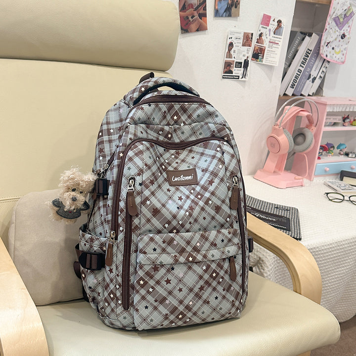 Stylish Plaid Design School Backpack Kalsten