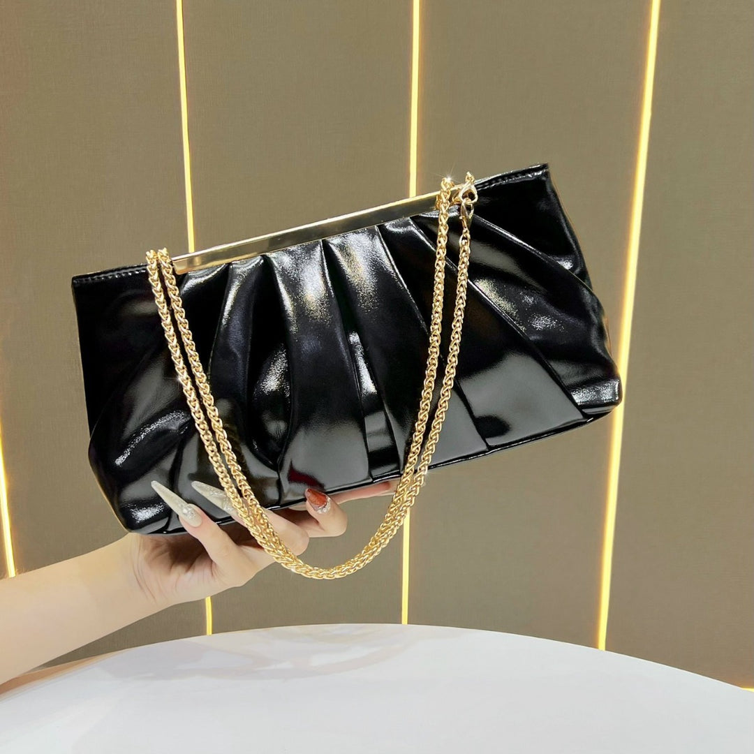 Pleated Chain Strap Evening Handbag