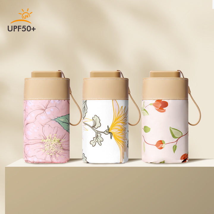 Women Foldable Umbrella with Fruity Design and Integrated Carry Bag Kalsten