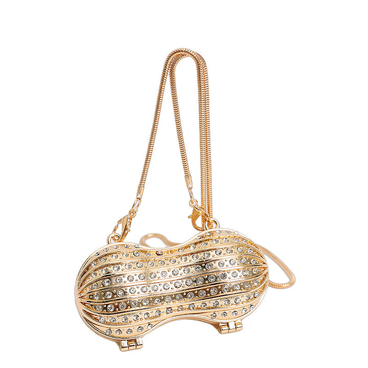 Glamorous Rhinestone Peanut-Shaped Crossbody Bag Kalsten