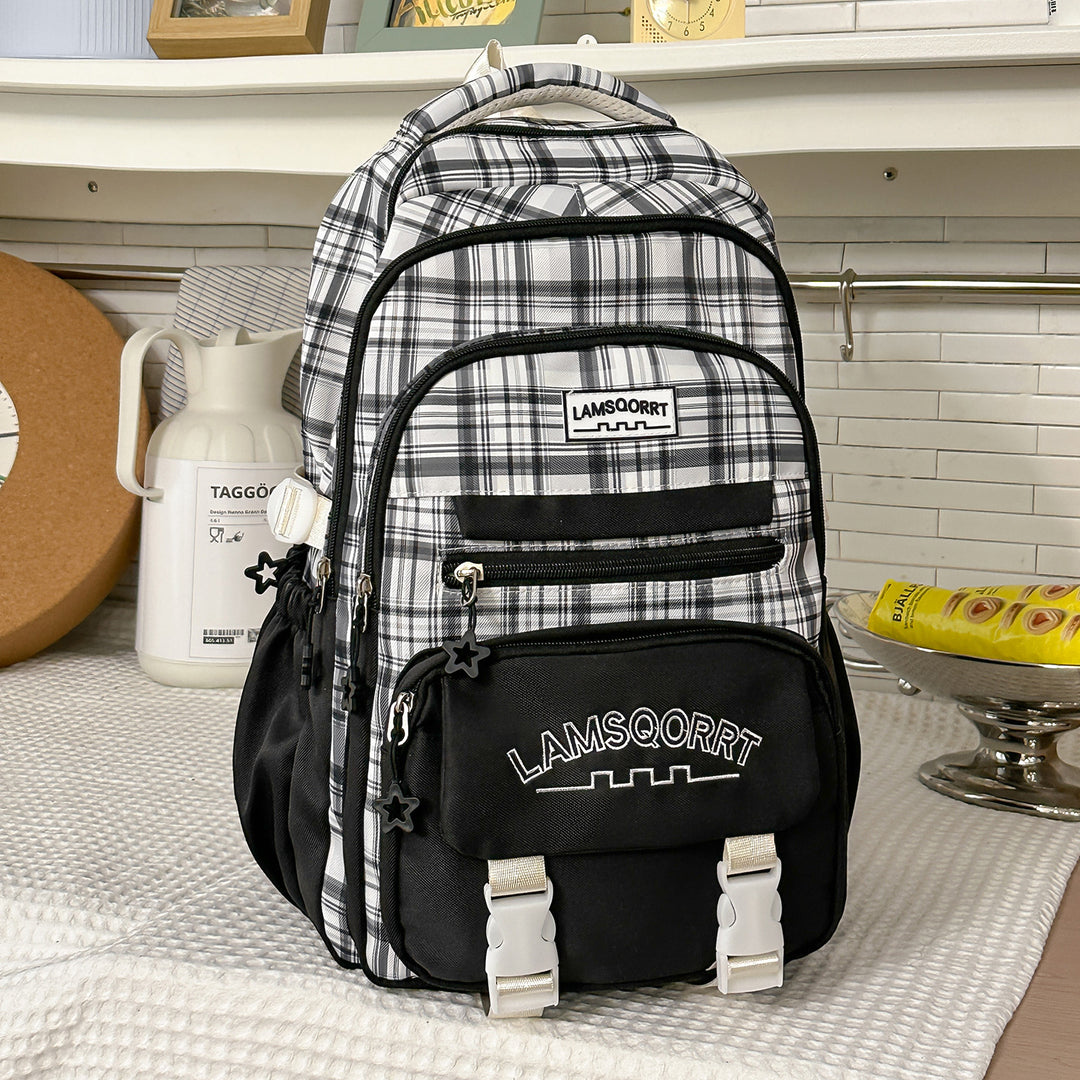 Stylish Plaid Pattern Backpack Kalsten