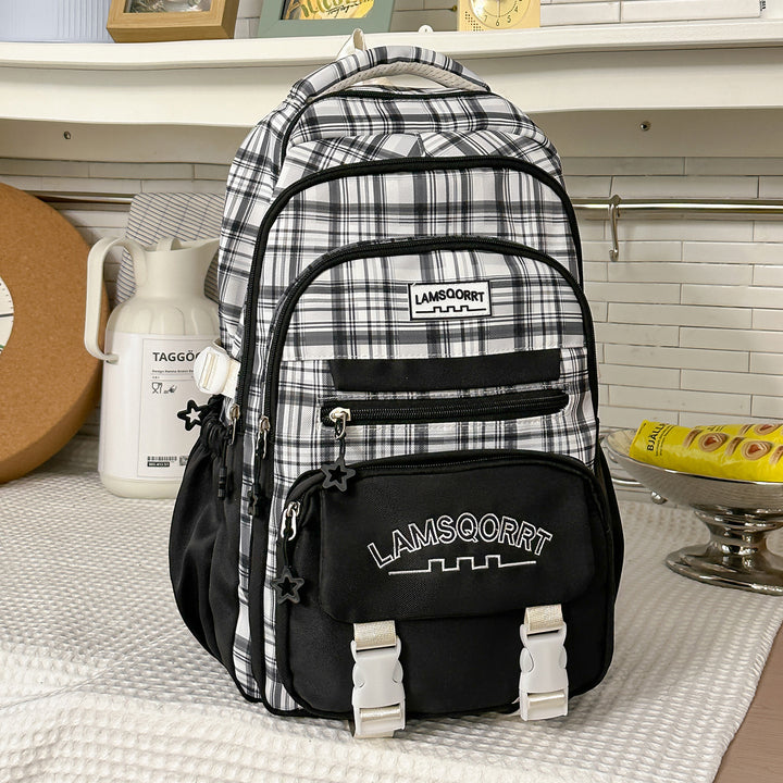 Stylish Plaid Pattern Backpack Kalsten