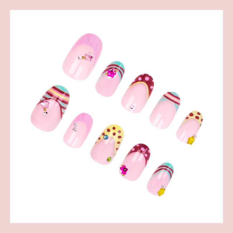 Acrylic nail set with colorful accents and 3D embellishments Kalsten