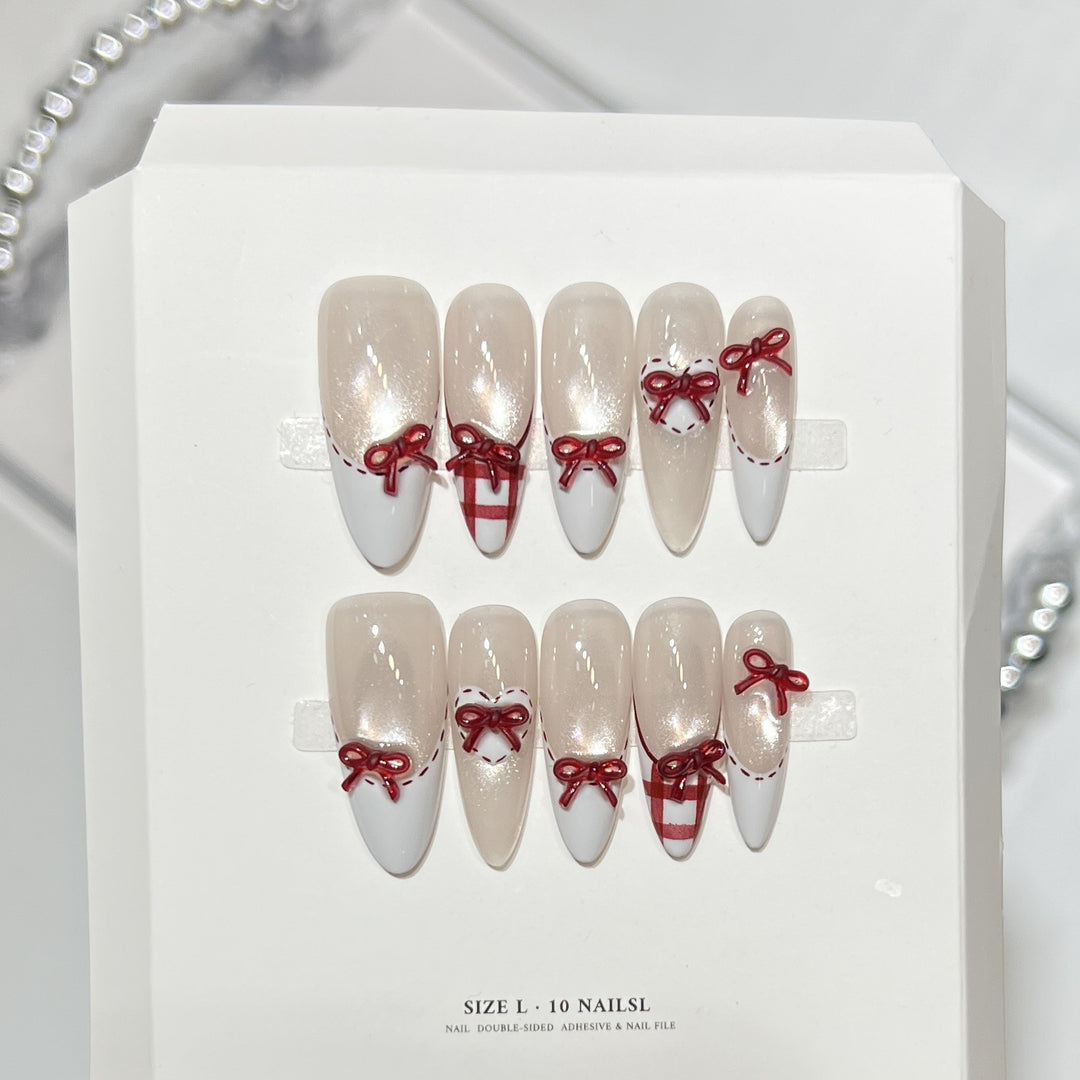 Artistic Press-On Nail Set with Elegant Floral Design Kalsten