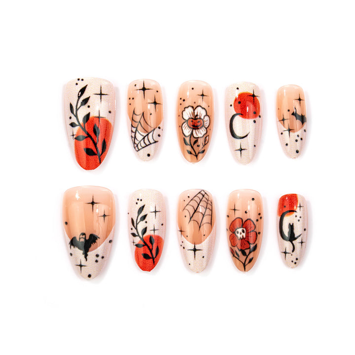 Artistic Gothic Floral Press-On Nail Art Set Kalsten
