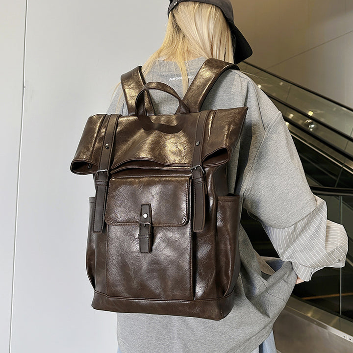 Vintage Leather Carry-All Backpack