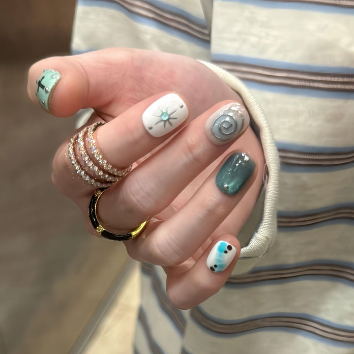 Artificial nail tips with creative geometric designs Kalsten