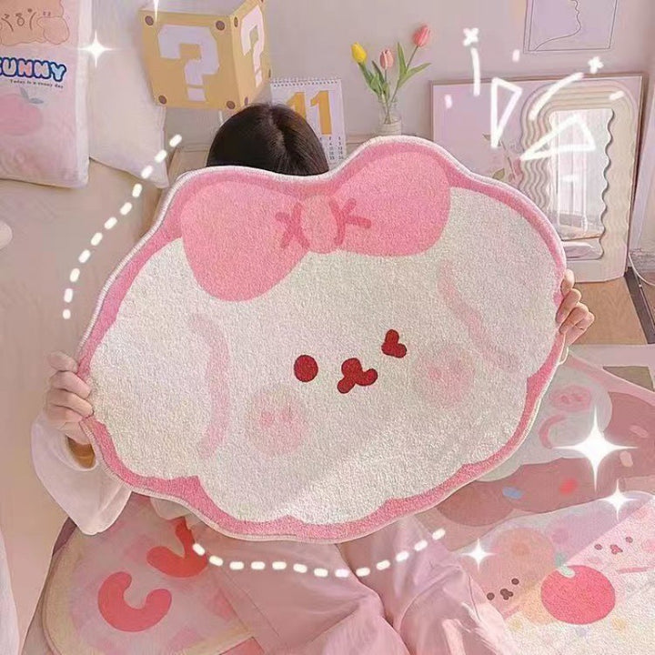 Cartoon Cat-Shaped Plush Bath Mat for Bathroom