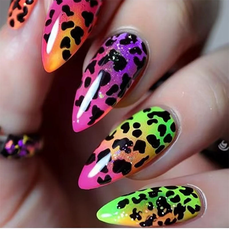 Creative Stiletto Press-On Nails with Animal Print Design