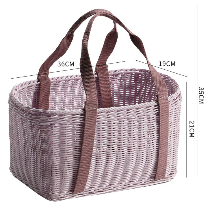 Unisex Robust braided shopping basket with comfortable fabric handles Kalsten