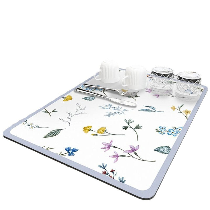 Decorative Floral-Themed Kitchen Mat