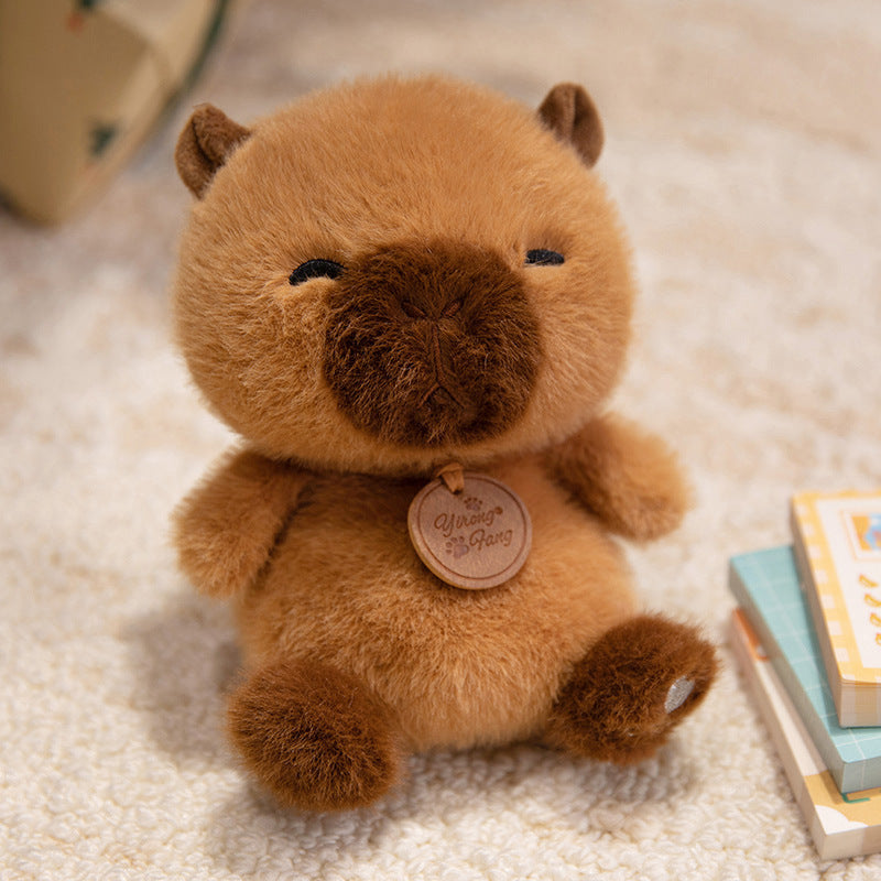 Plush Sitting Piglet Comforter Toy with Embroidered Paw Charm and Pendant Kalsten